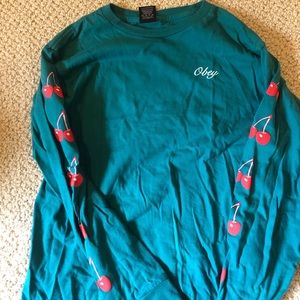 turquoise obey long sleeve, size s